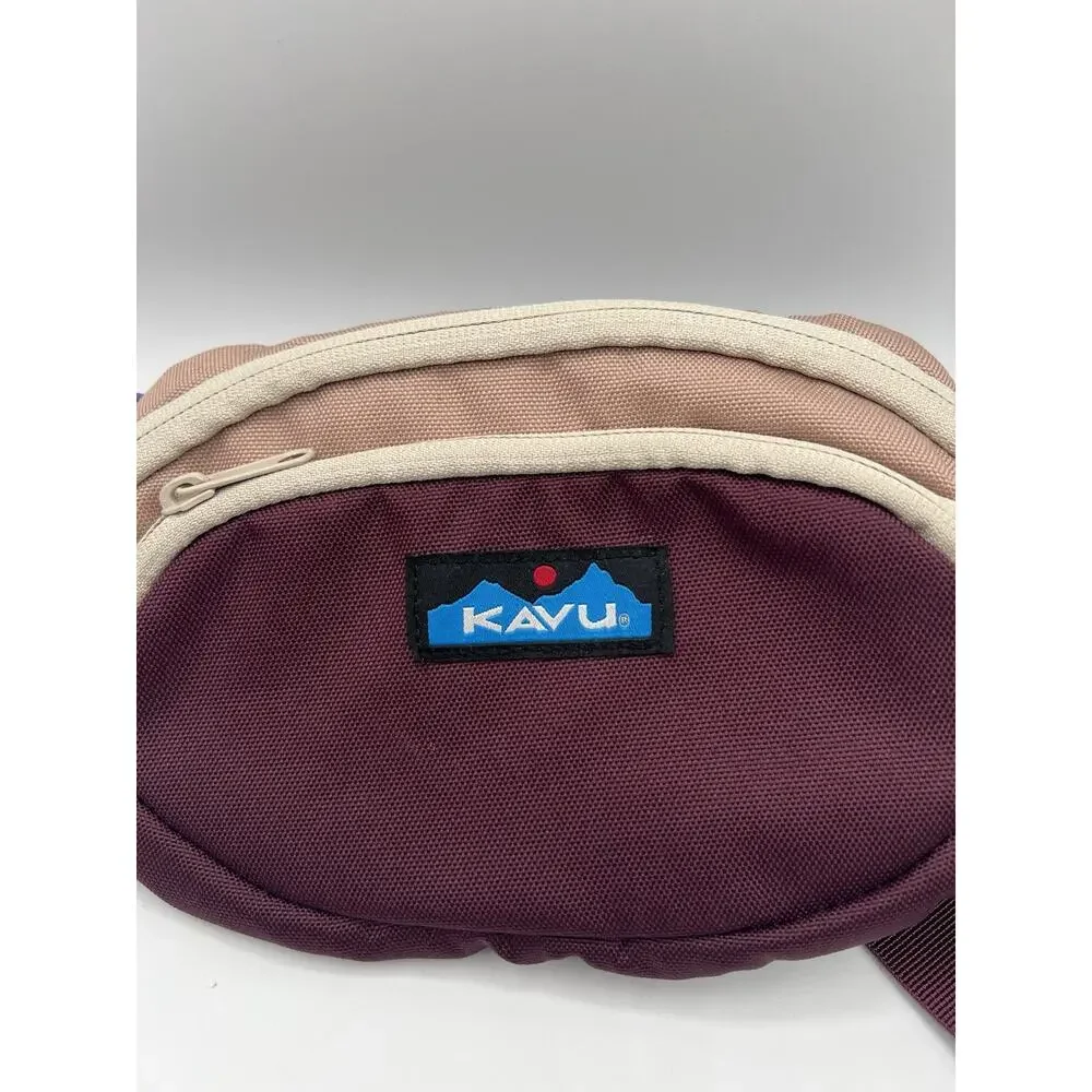 Kavu Fanny Pack Hip Bag Waist Pack Purple Maroon Beige Adjustable Strap Y2K